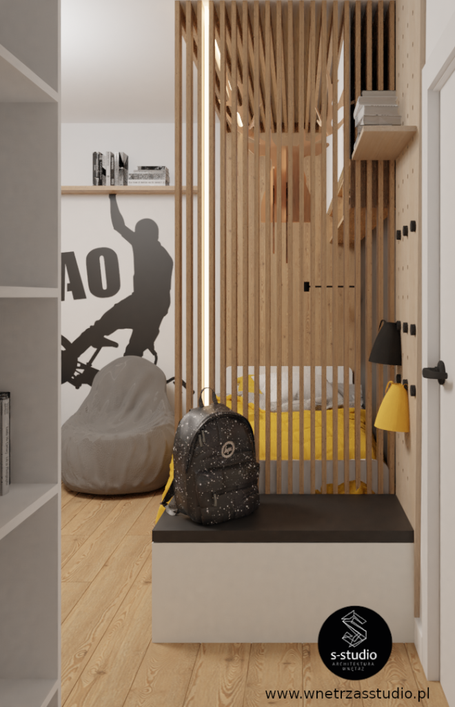 pokój chłopięcy z żółtymi dodatkami